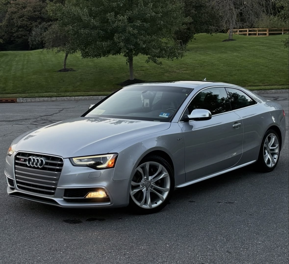 Silver Audi with a freshly detailed exterior